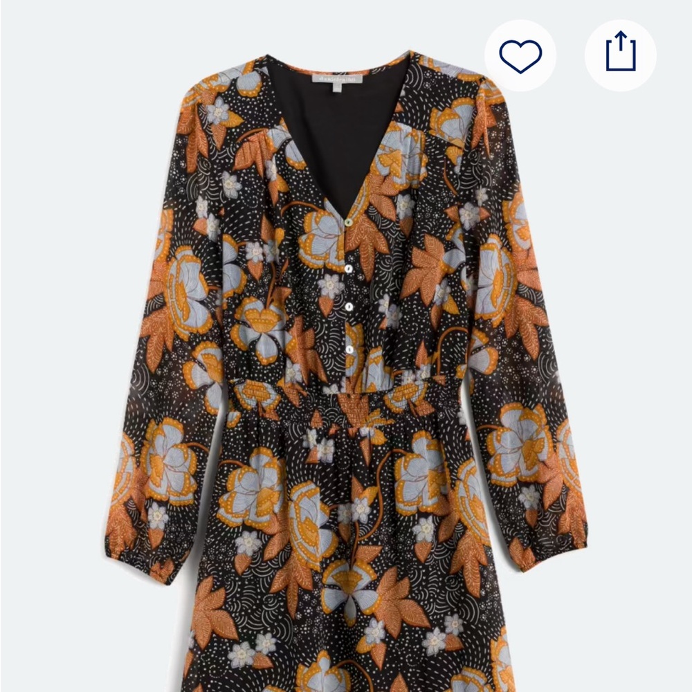Daniel Rainn Black and Orange Bishop Sleeve Sundress